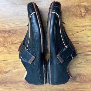 FOSSIL Mens Leather Perforated Driving Loafers Shoes 12 Hook and Loop Monk Strap